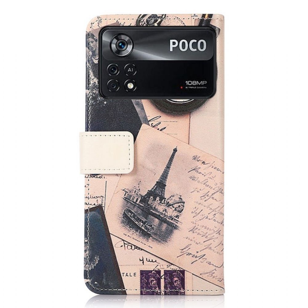 Folio-hoesje voor Poco X4 Pro 5G Eiffeltoren Van De Dichter