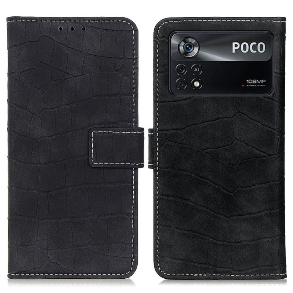 Folio-hoesje voor Poco X4 Pro 5G Krokodillenleereffect