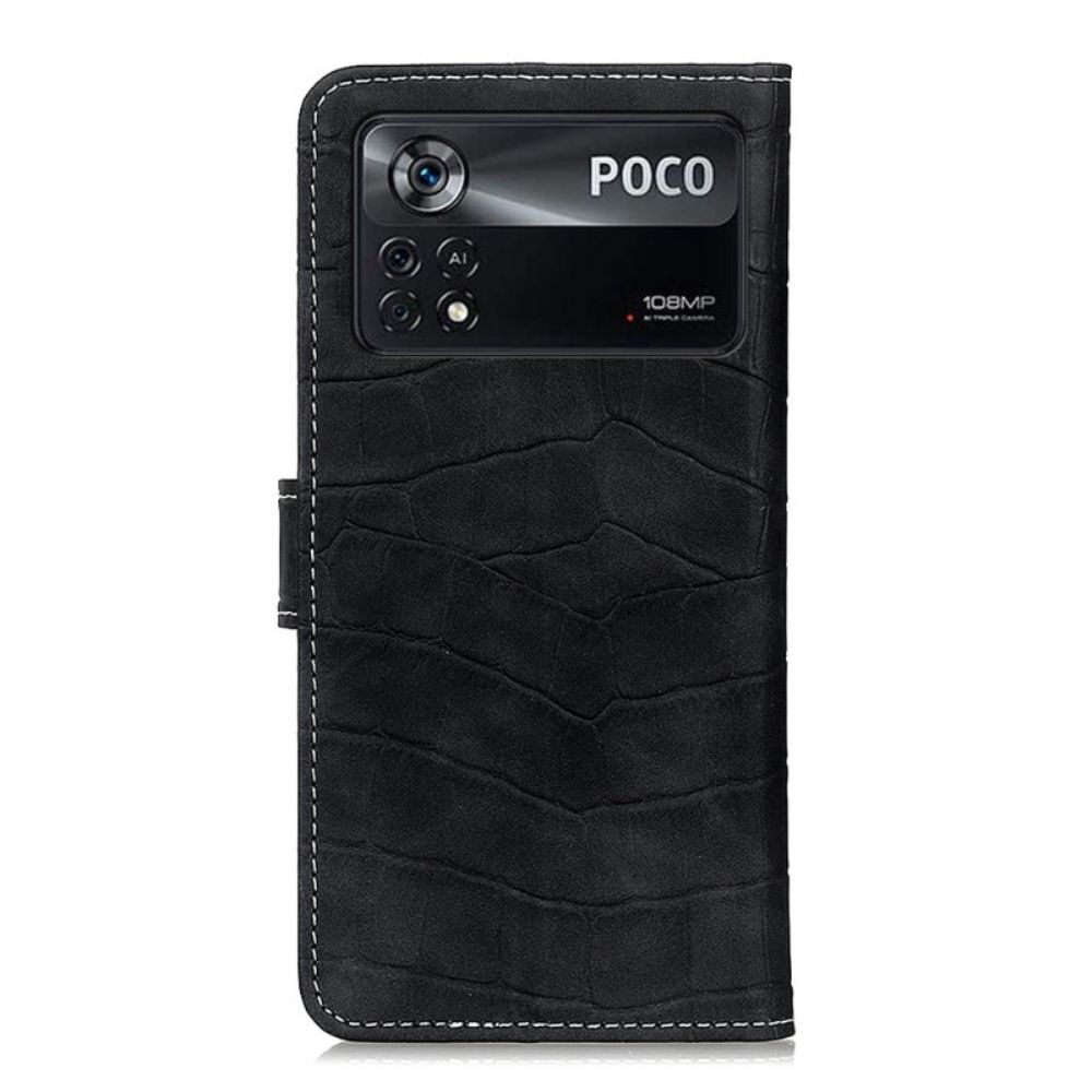 Folio-hoesje voor Poco X4 Pro 5G Krokodillenleereffect