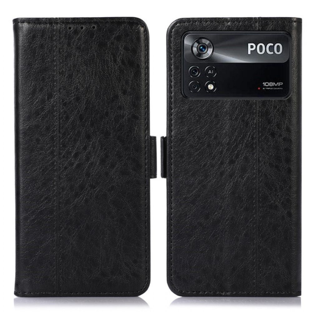 Folio-hoesje voor Poco X4 Pro 5G Leerstijl Naaien