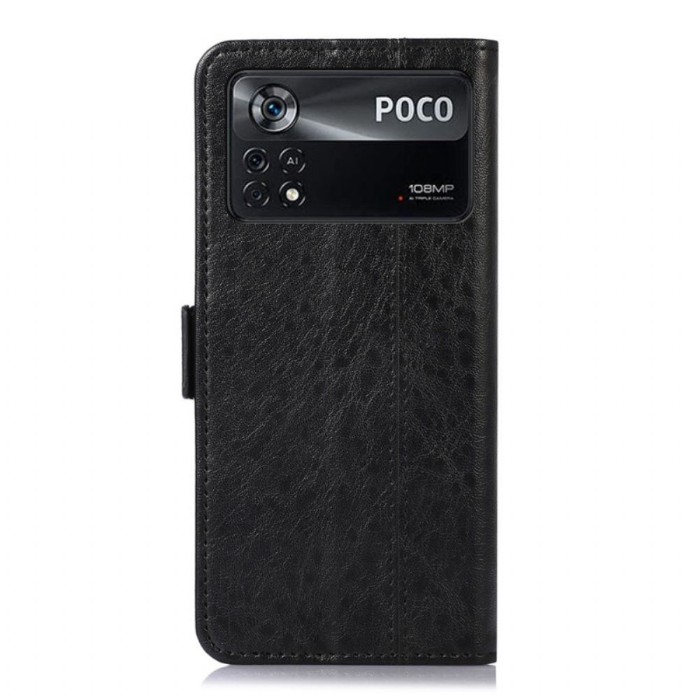 Folio-hoesje voor Poco X4 Pro 5G Leerstijl Naaien