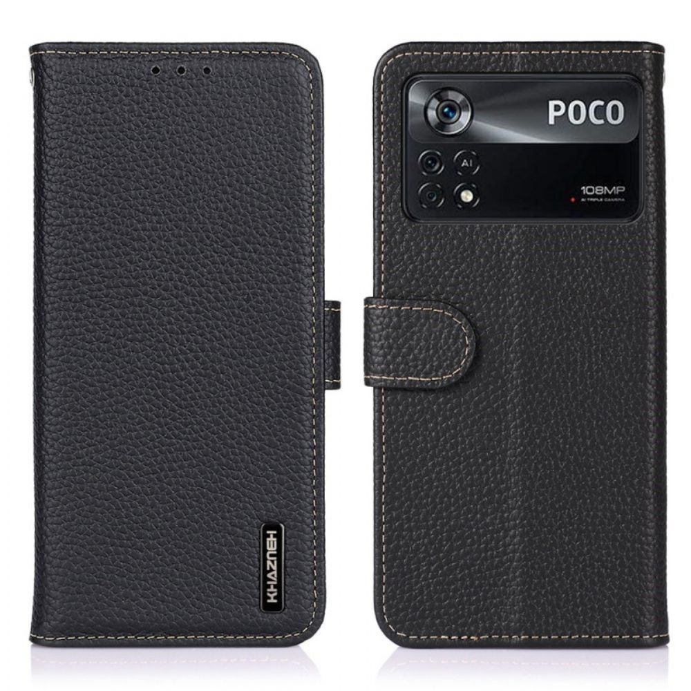 Folio-hoesje voor Poco X4 Pro 5G Litchi Khazneh Leer