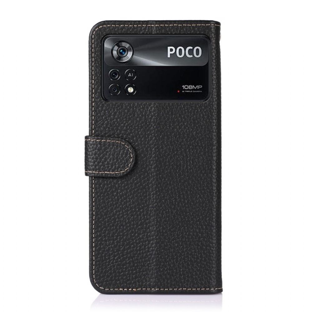 Folio-hoesje voor Poco X4 Pro 5G Litchi Khazneh Leer