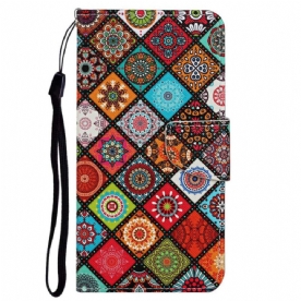 Folio-hoesje voor Poco X4 Pro 5G Met Ketting Band Patchwork