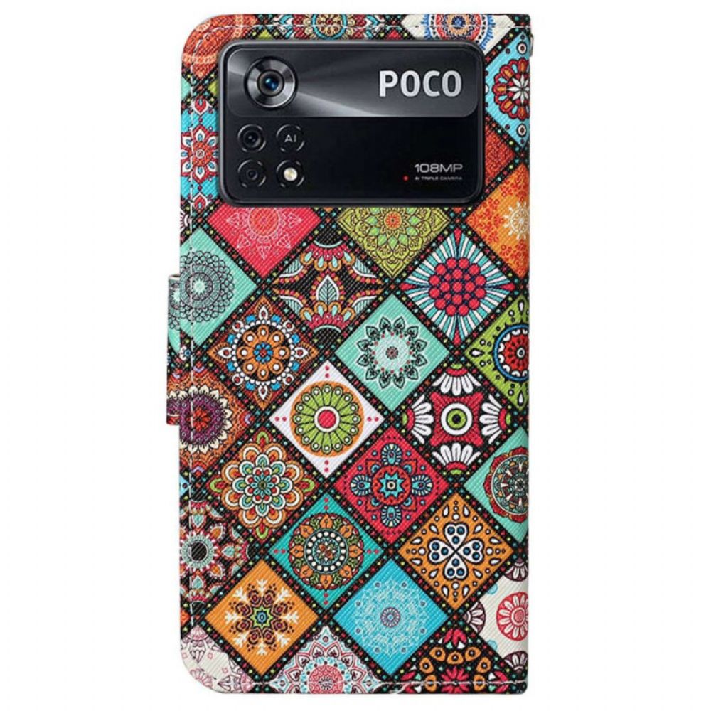 Folio-hoesje voor Poco X4 Pro 5G Met Ketting Band Patchwork