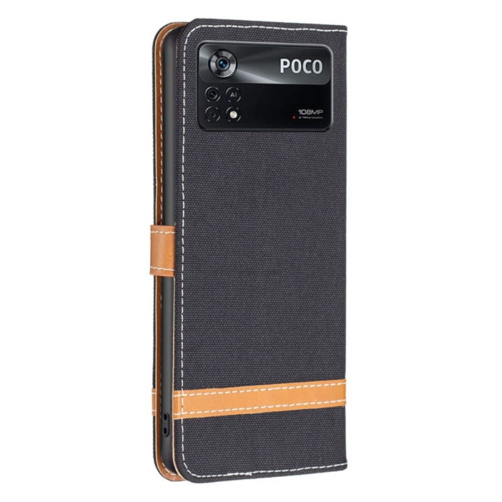 Folio-hoesje voor Poco X4 Pro 5G Met Ketting Band Stof