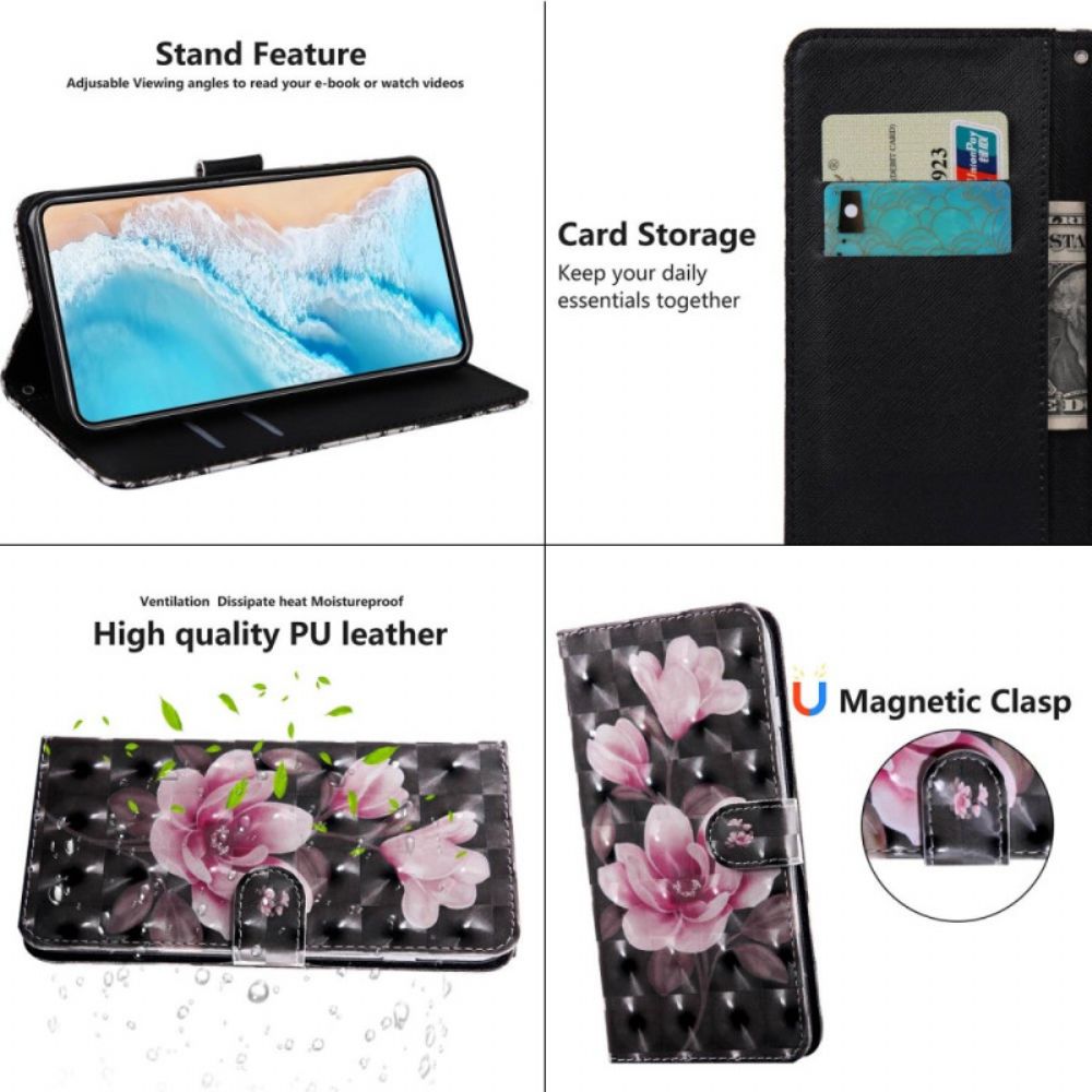 Folio-hoesje voor Poco X4 Pro 5G Met Ketting Bloemen Strappy