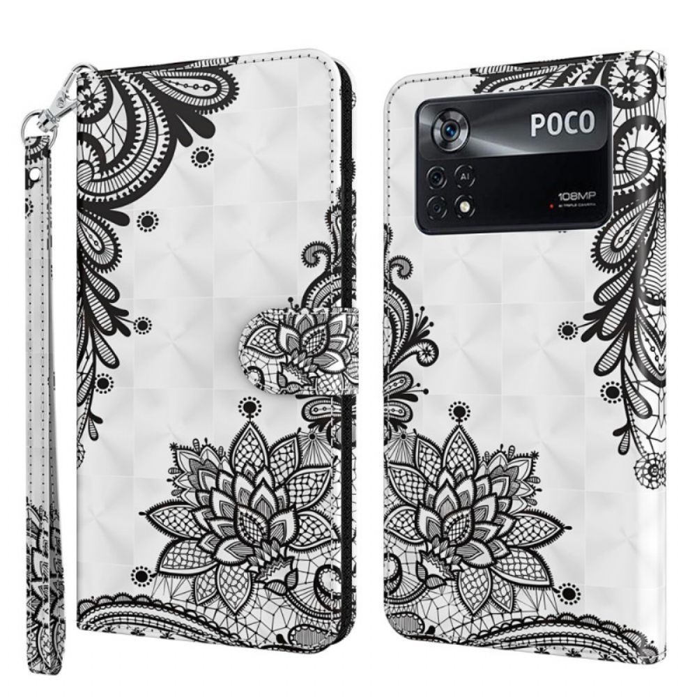 Folio-hoesje voor Poco X4 Pro 5G Met Ketting Kantbandje