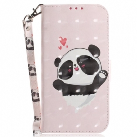 Folio-hoesje voor Poco X4 Pro 5G Met Ketting Kleine Panda Met Riem