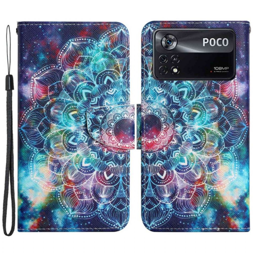 Folio-hoesje voor Poco X4 Pro 5G Met Ketting String Mandala