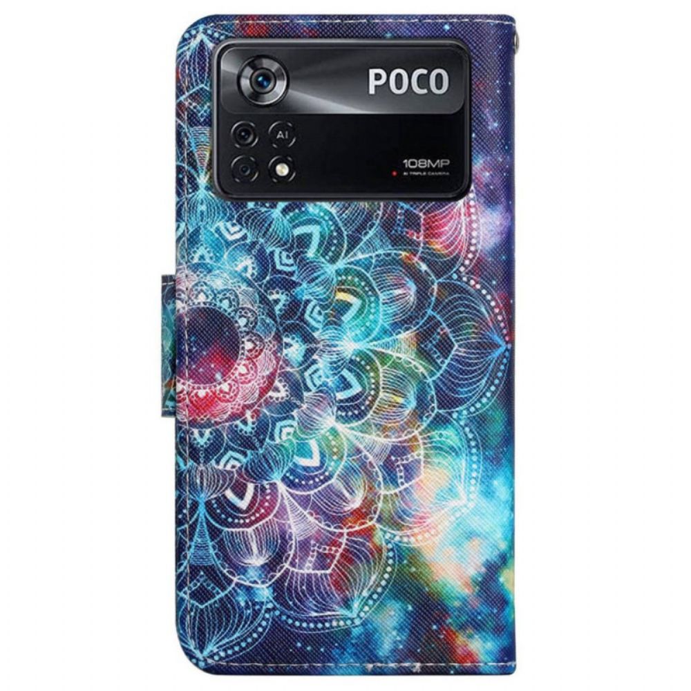 Folio-hoesje voor Poco X4 Pro 5G Met Ketting String Mandala