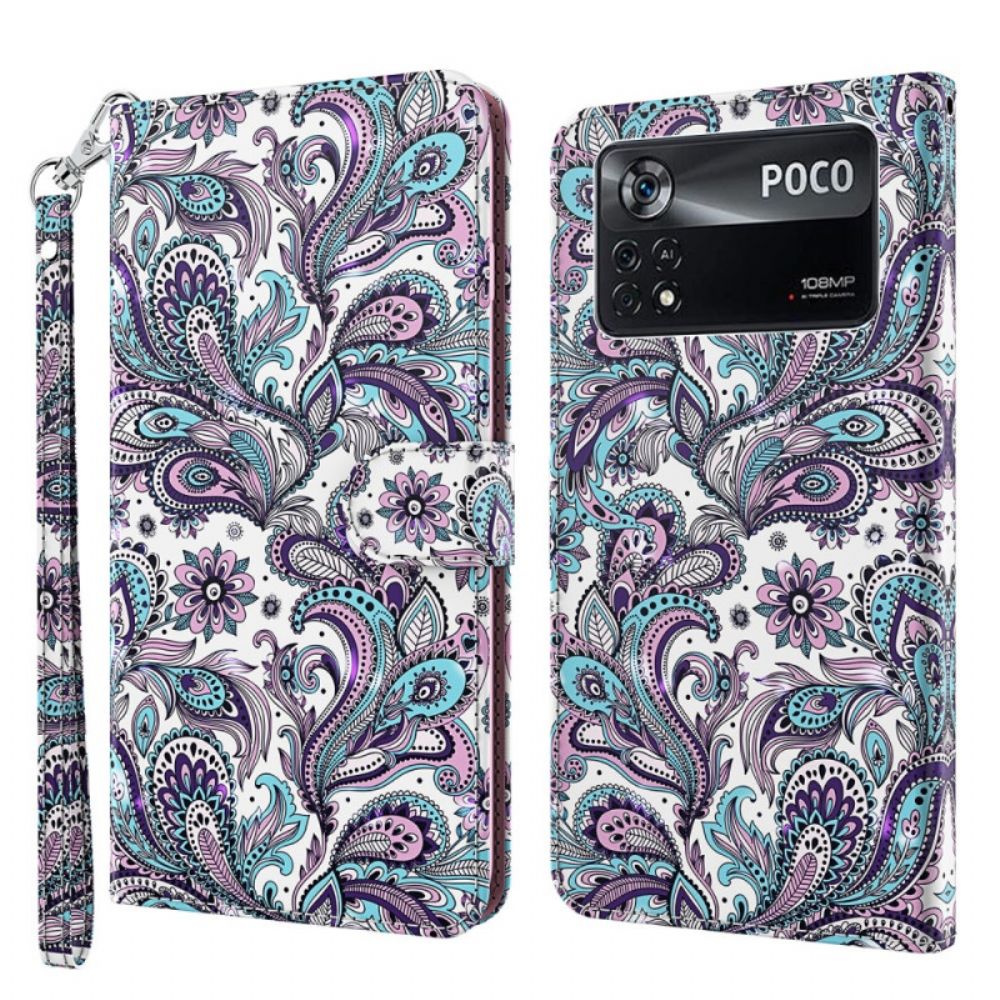 Folio-hoesje voor Poco X4 Pro 5G Met Ketting Stringpatroon