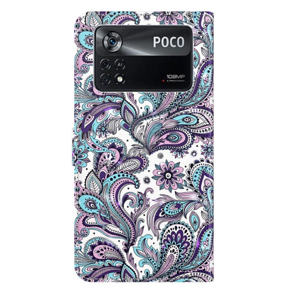 Folio-hoesje voor Poco X4 Pro 5G Met Ketting Stringpatroon