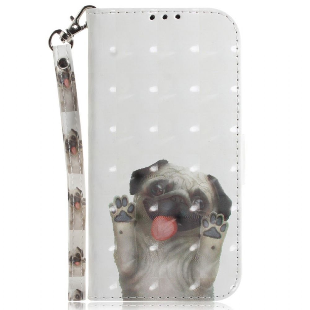 Folio-hoesje voor Poco X4 Pro 5G Met Ketting Thong Hond