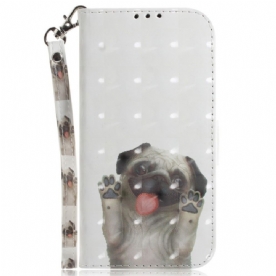 Folio-hoesje voor Poco X4 Pro 5G Met Ketting Thong Hond