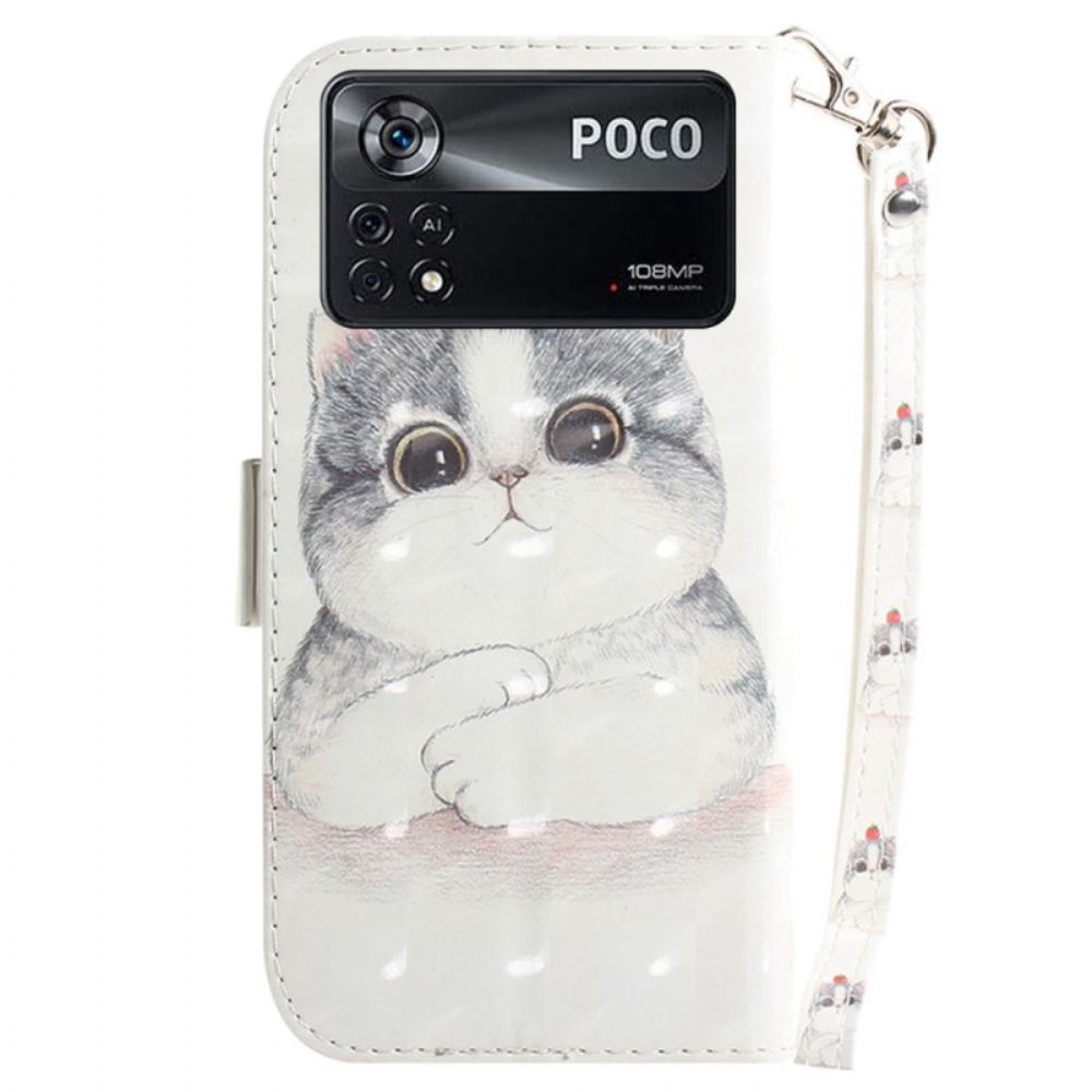 Folio-hoesje voor Poco X4 Pro 5G Met Ketting Tomaat Op De String Cat