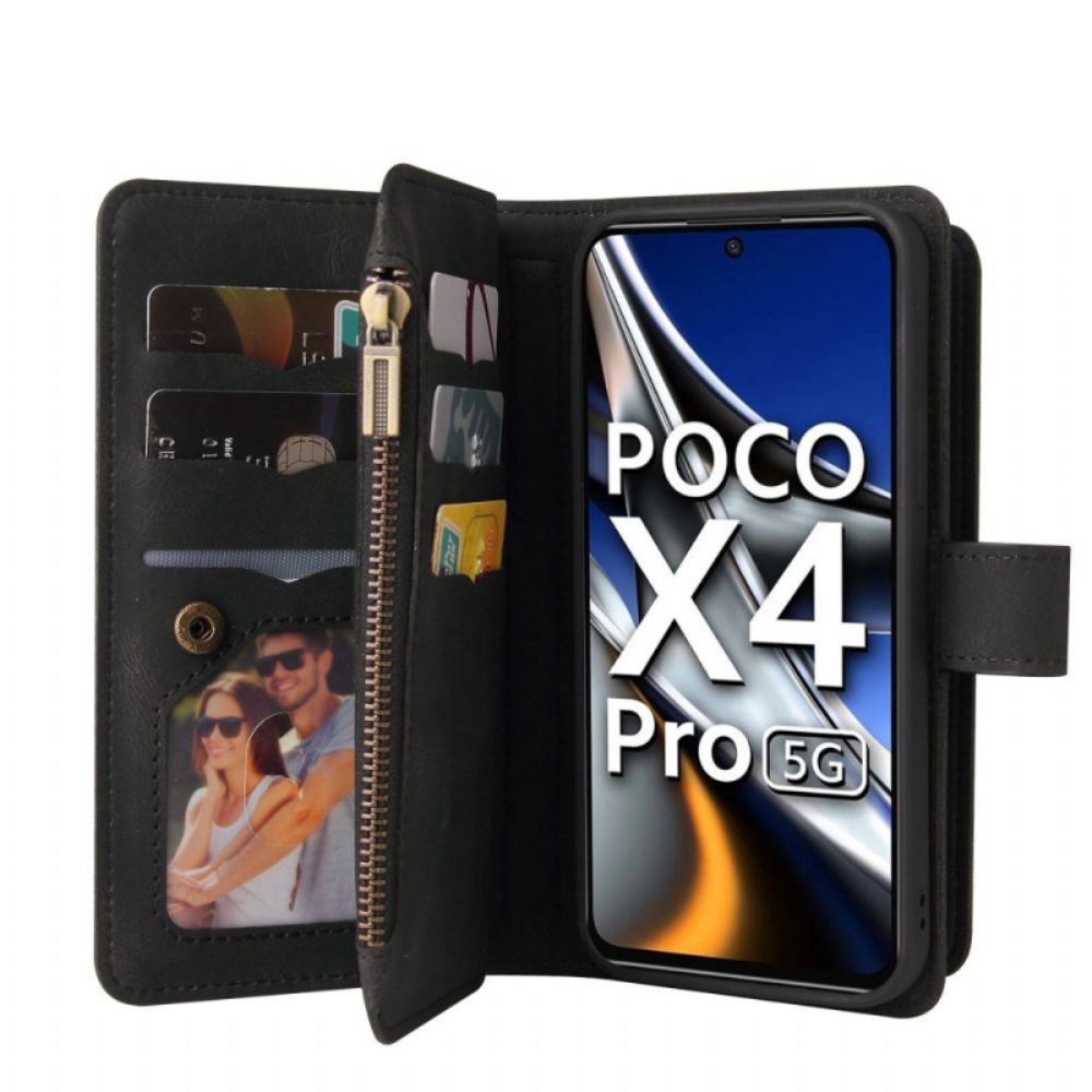 Folio-hoesje voor Poco X4 Pro 5G Multifunctionele Geoptimaliseerde Kaarthouders