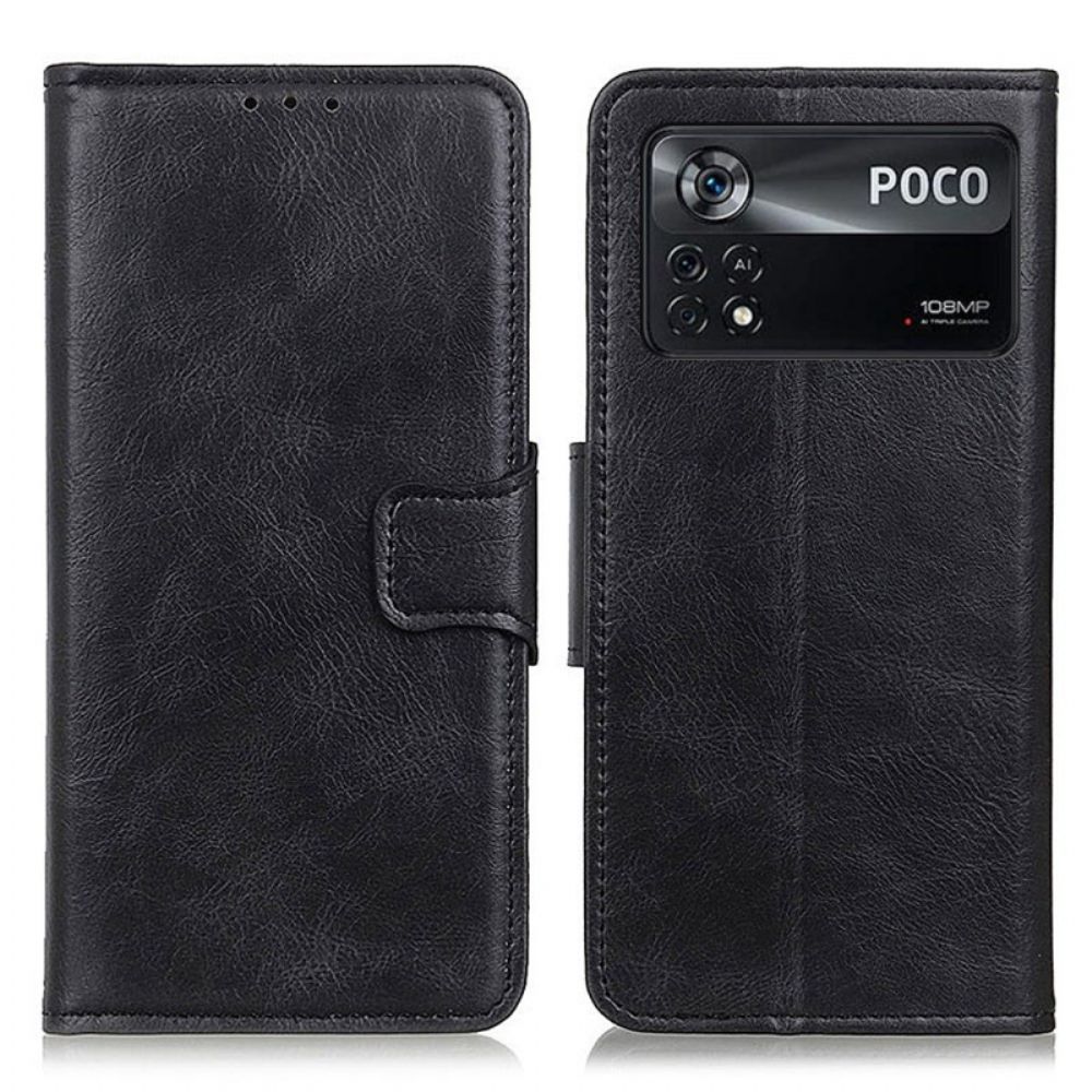 Folio-hoesje voor Poco X4 Pro 5G Omkeerbare Sluiting In Leerstijl