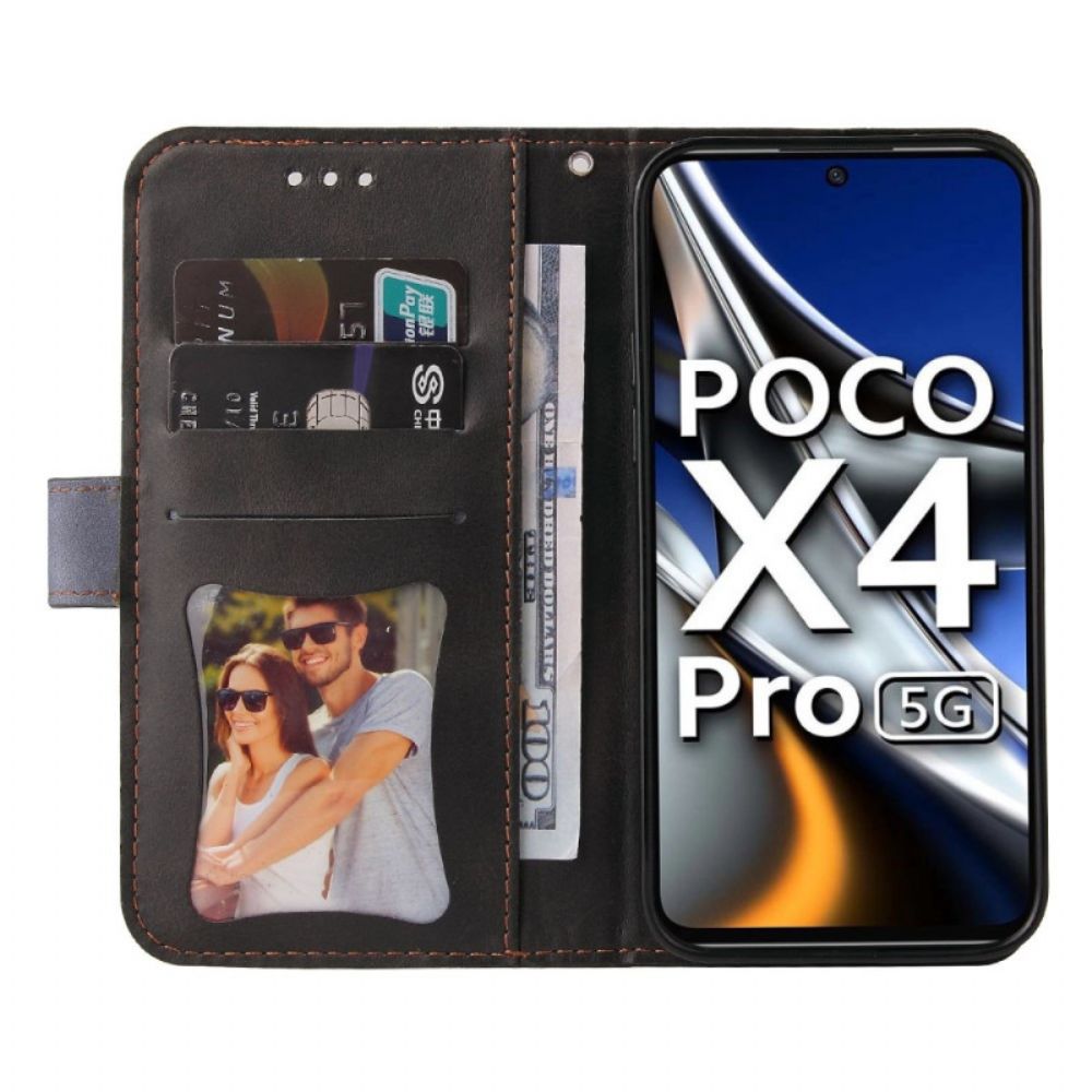 Folio-hoesje voor Poco X4 Pro 5G Tweekleurig Met Riem