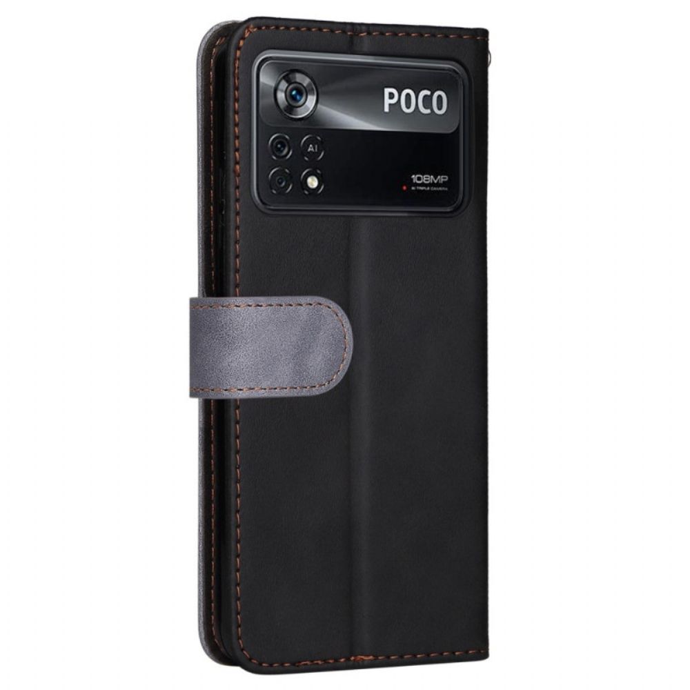 Folio-hoesje voor Poco X4 Pro 5G Tweekleurig Met Riem