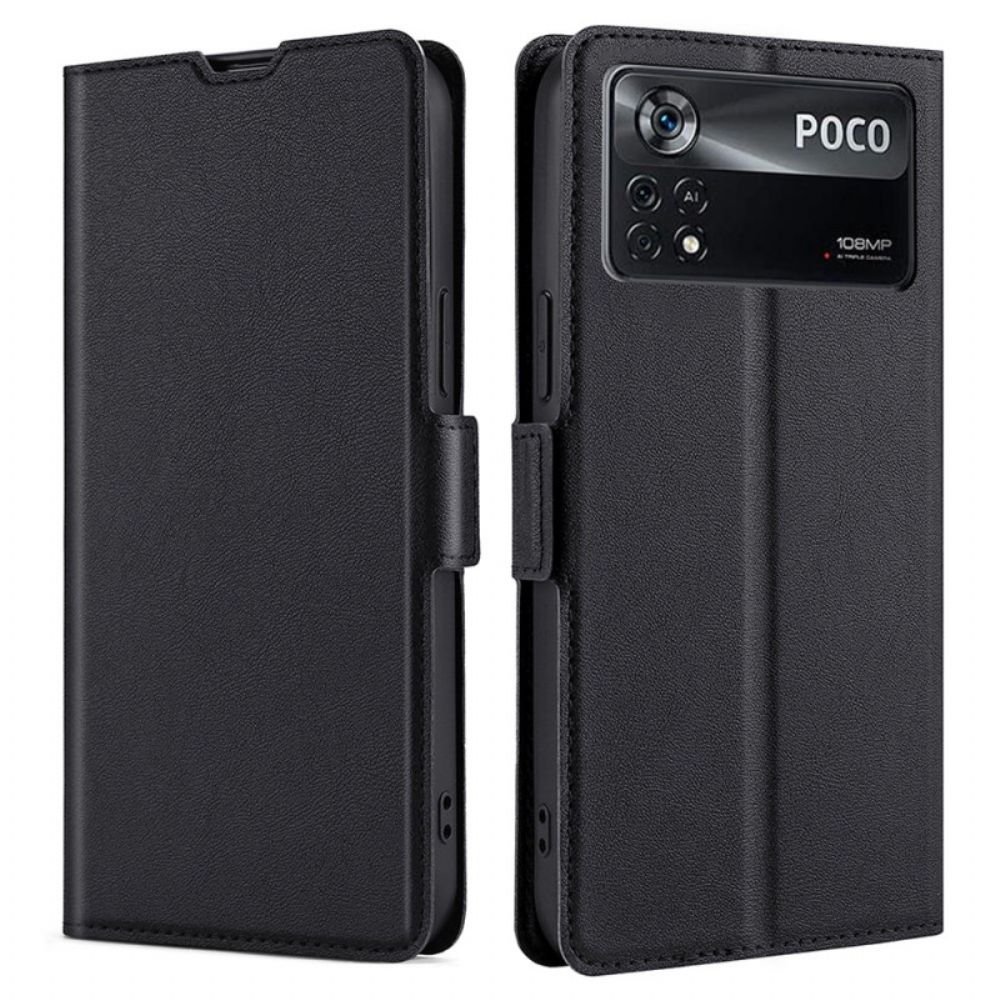 Folio-hoesje voor Poco X4 Pro 5G Ultrafijne Leerstijl