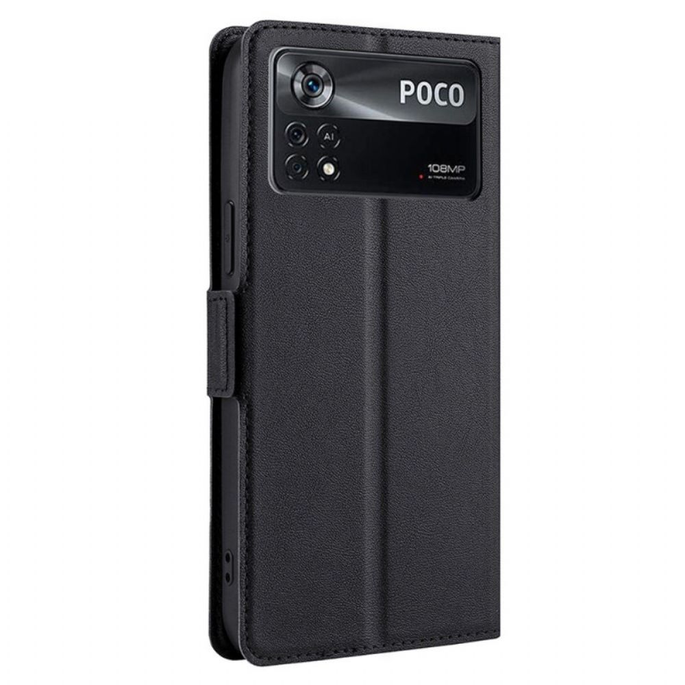 Folio-hoesje voor Poco X4 Pro 5G Ultrafijne Leerstijl