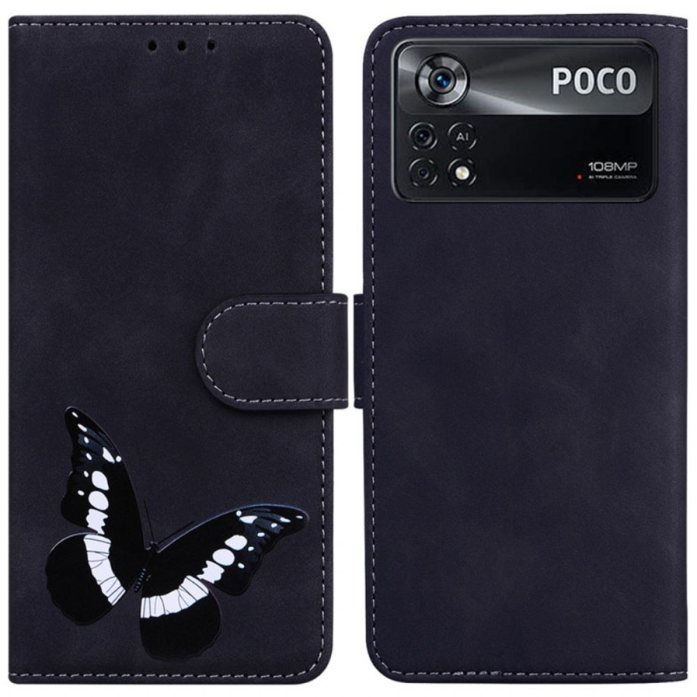 Folio-hoesje voor Poco X4 Pro 5G Vlinderafdruk