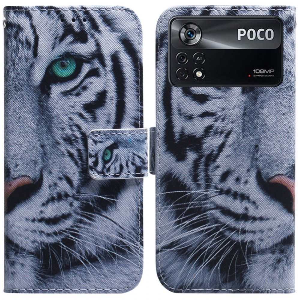 Folio-hoesje voor Poco X4 Pro 5G Witte Tijger