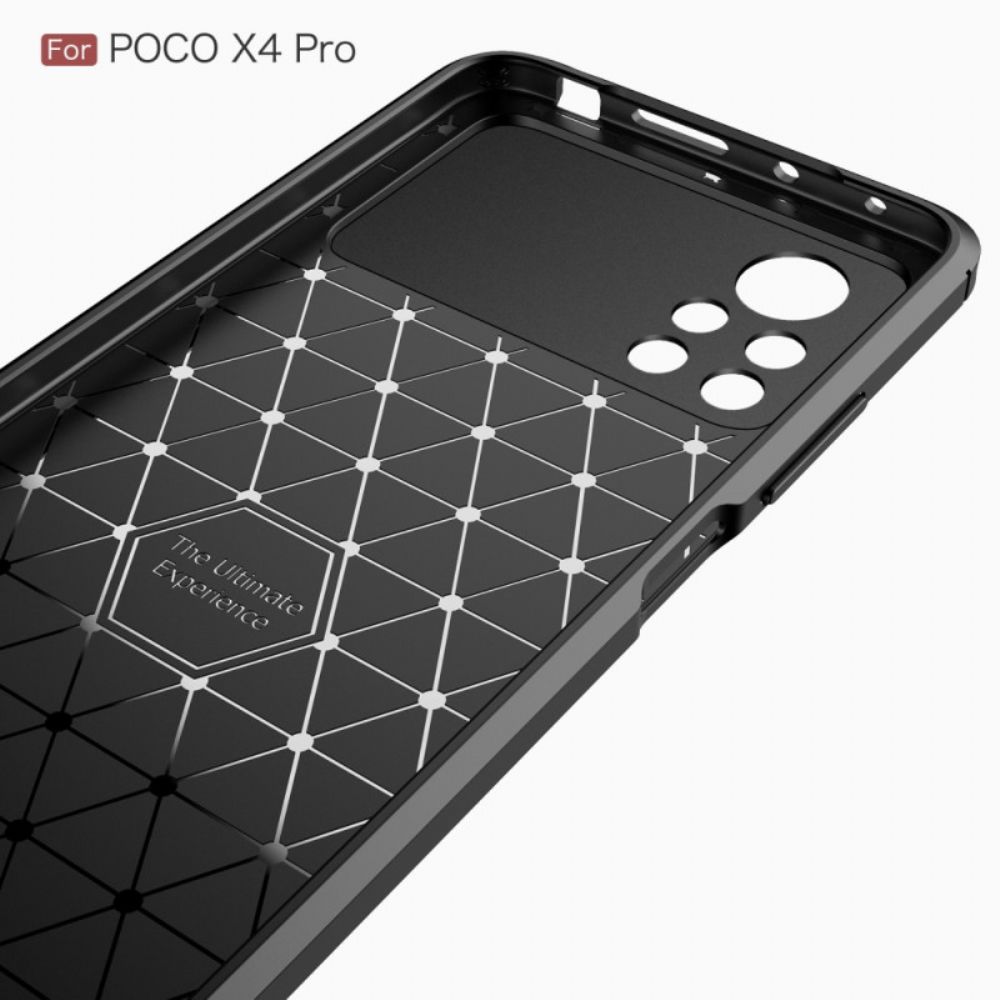 Hoesje voor Poco X4 Pro 5G Geborstelde Koolstofvezel