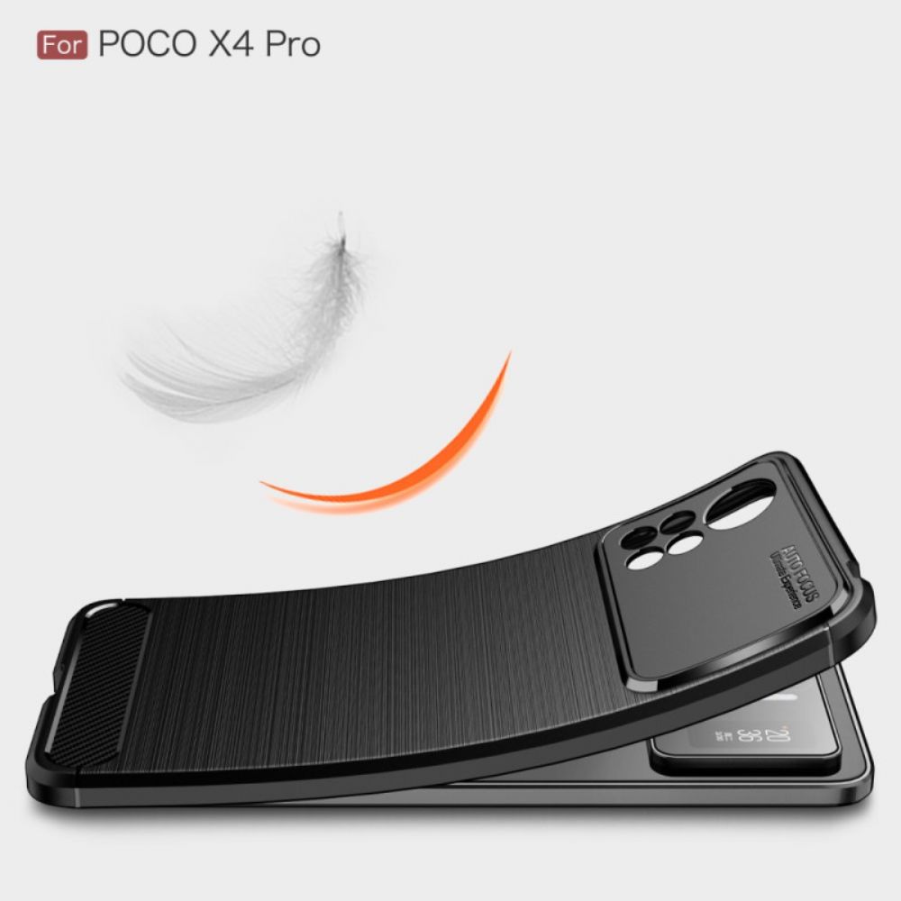 Hoesje voor Poco X4 Pro 5G Geborstelde Koolstofvezel