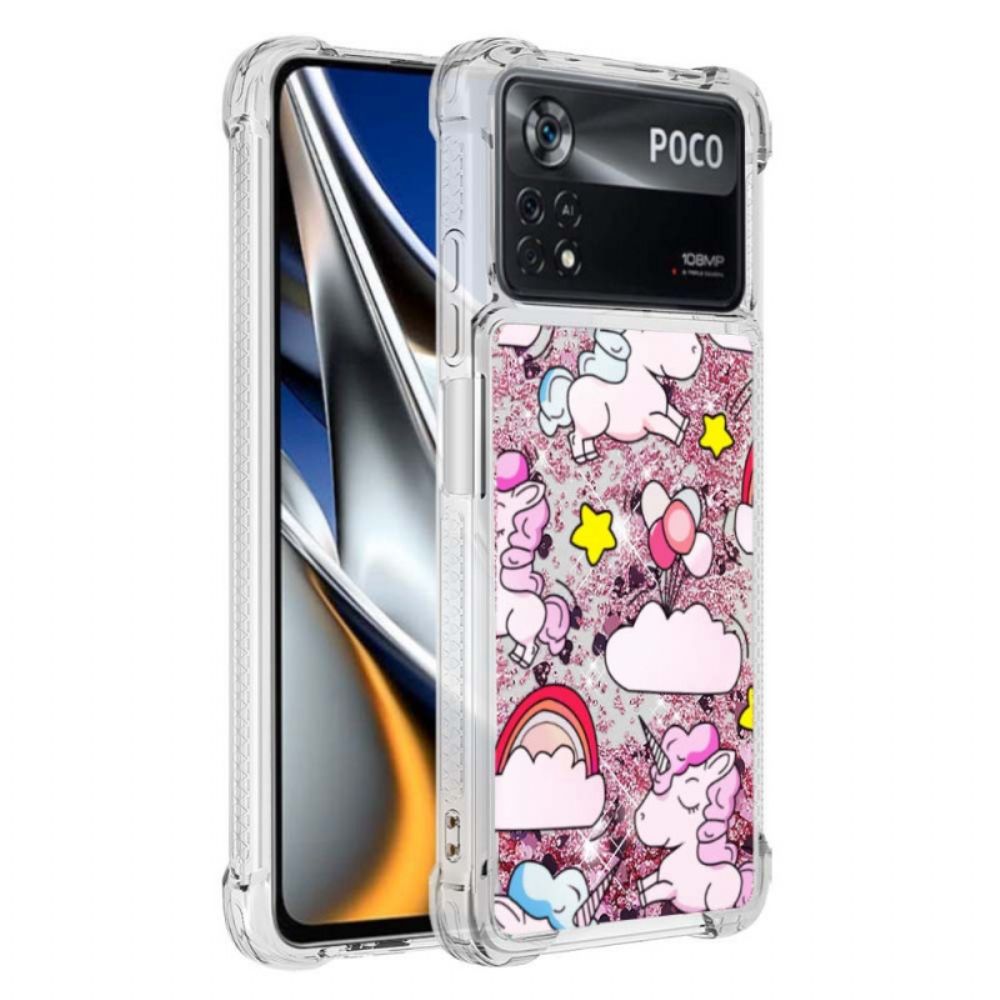 Hoesje voor Poco X4 Pro 5G Glitter Eenhoorn