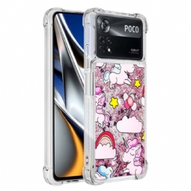 Hoesje voor Poco X4 Pro 5G Glitter Eenhoorn