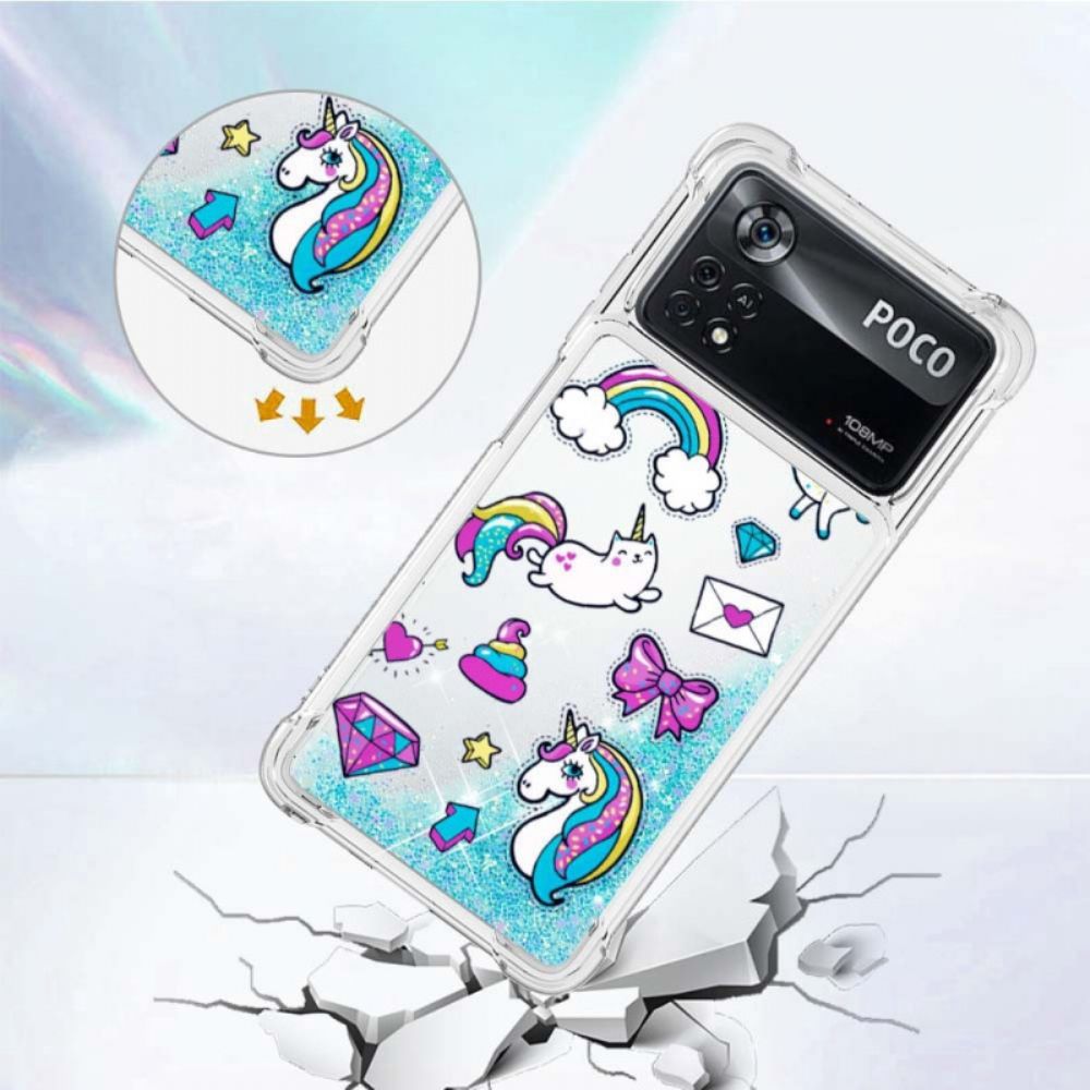 Hoesje voor Poco X4 Pro 5G Glitter Eenhoorn