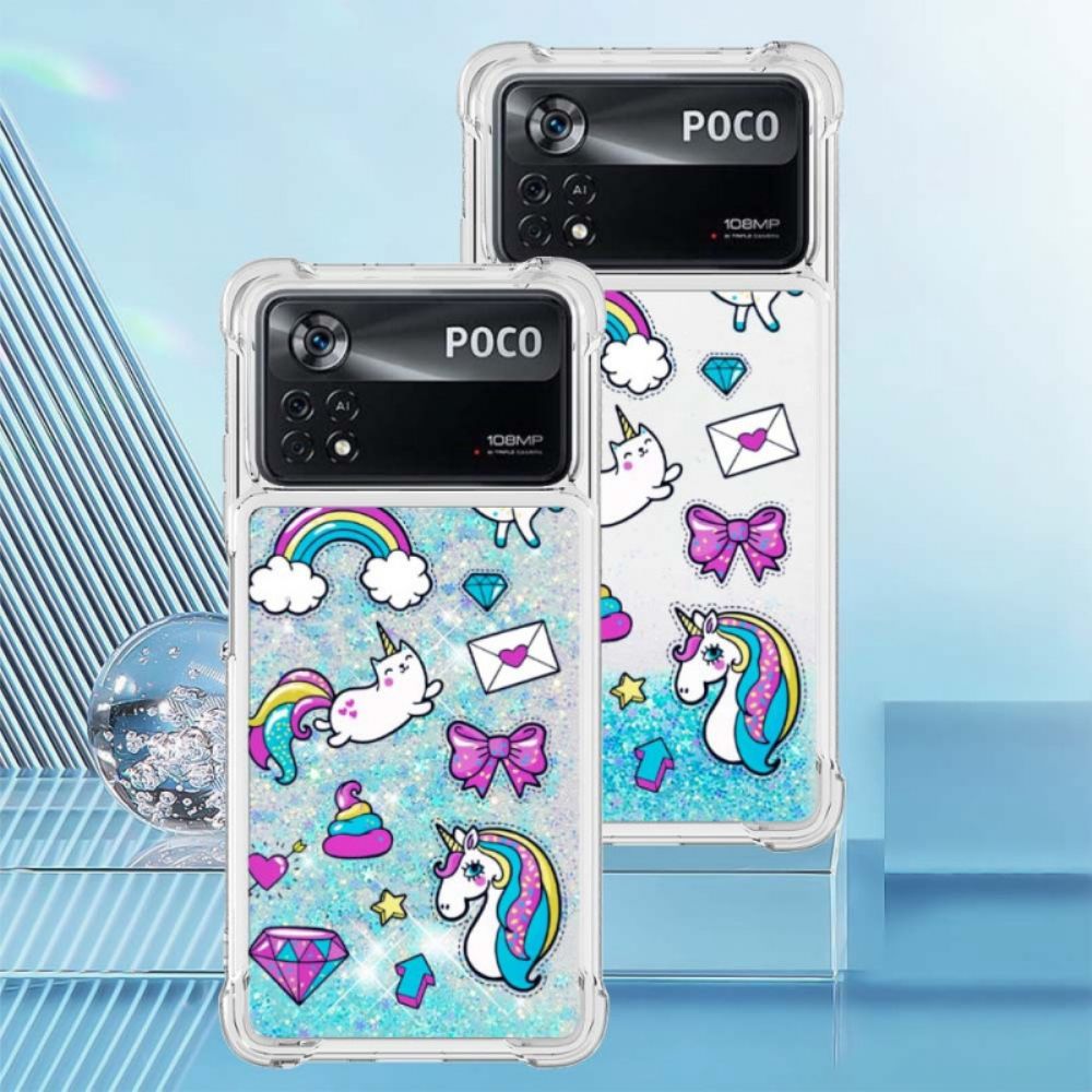 Hoesje voor Poco X4 Pro 5G Glitter Eenhoorn