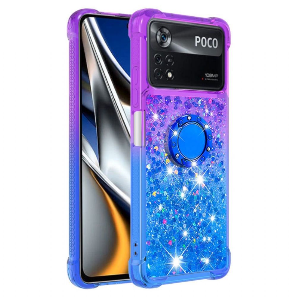 Hoesje voor Poco X4 Pro 5G Pailletten Ring-steun