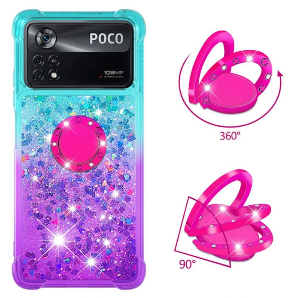 Hoesje voor Poco X4 Pro 5G Pailletten Ring-steun