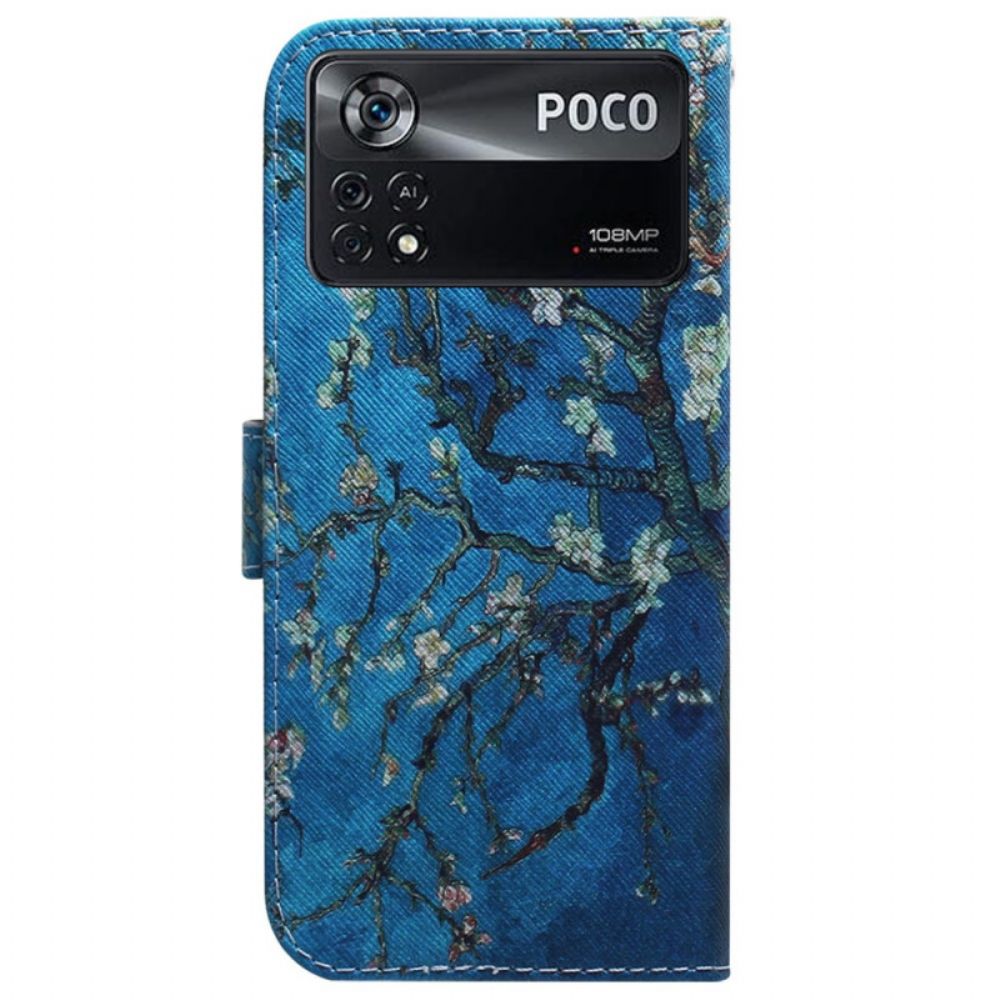 Leren Hoesje voor Poco X4 Pro 5G Bloeiende Takken