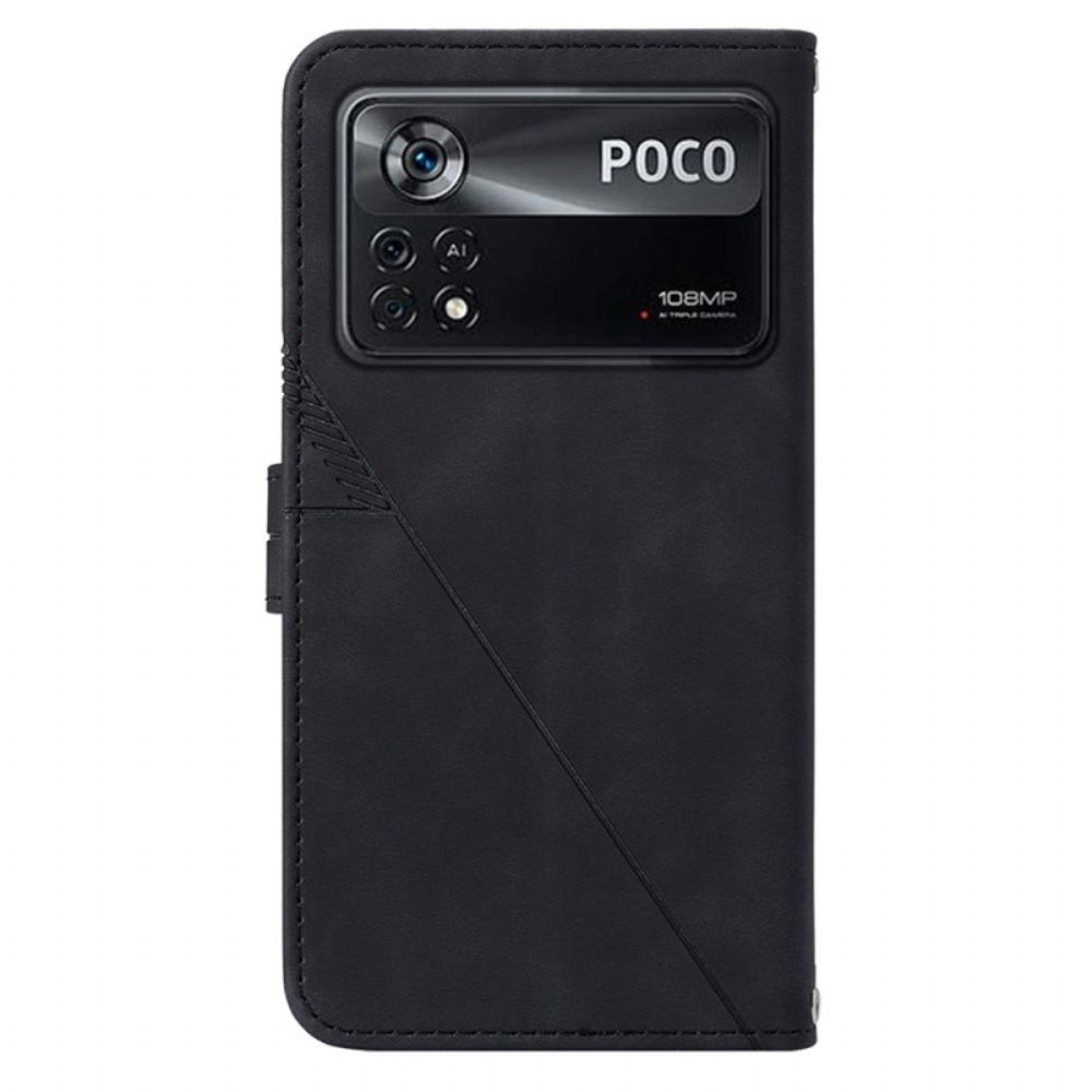 Leren Hoesje voor Poco X4 Pro 5G Driehoeken Met Lanyard