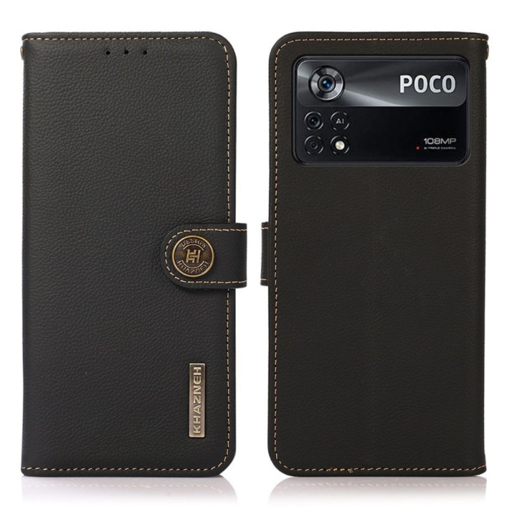 Leren Hoesje voor Poco X4 Pro 5G Echt Leer Khazneh Rfid