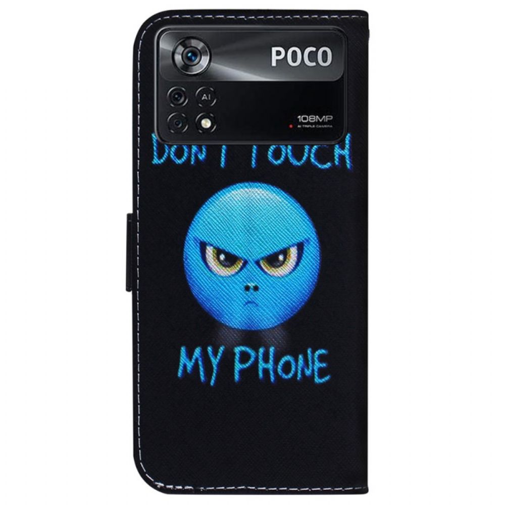 Leren Hoesje voor Poco X4 Pro 5G Emoji Raak Mijn Telefoon Niet Aan