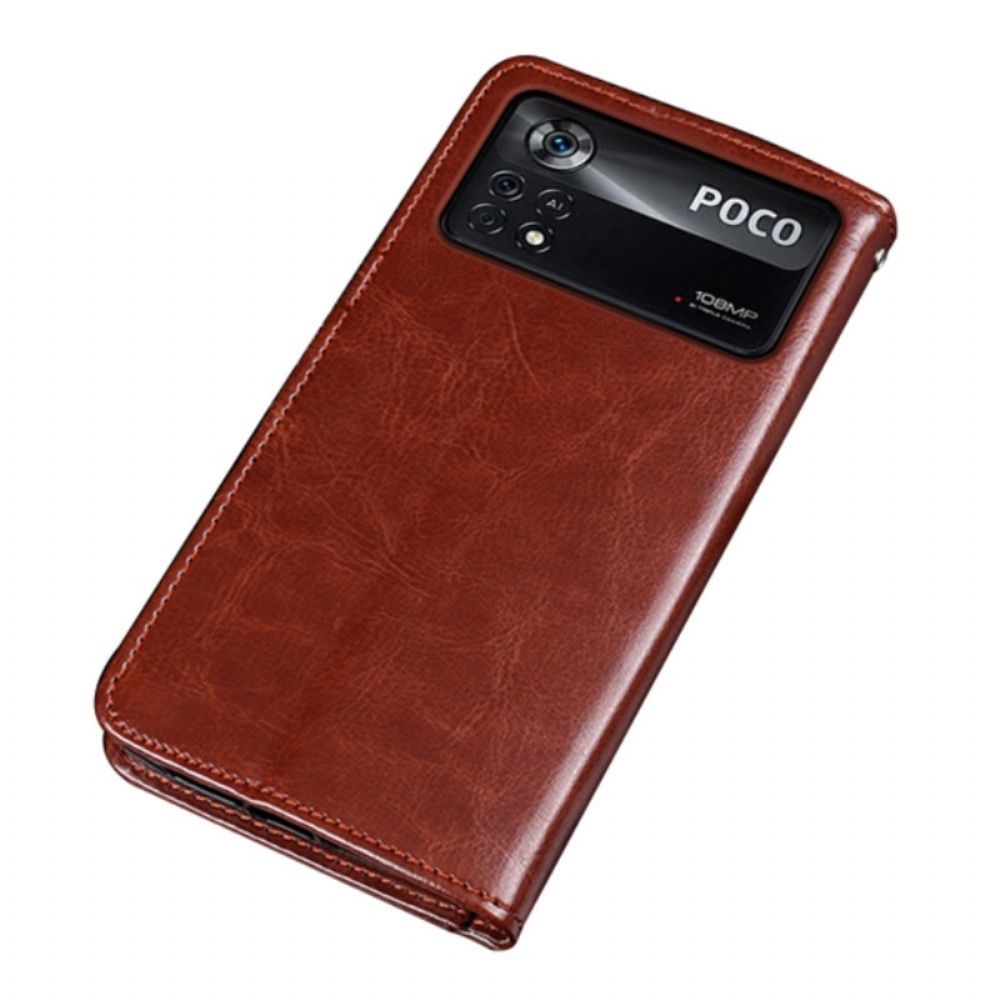 Leren Hoesje voor Poco X4 Pro 5G Imitatieleer Idewei