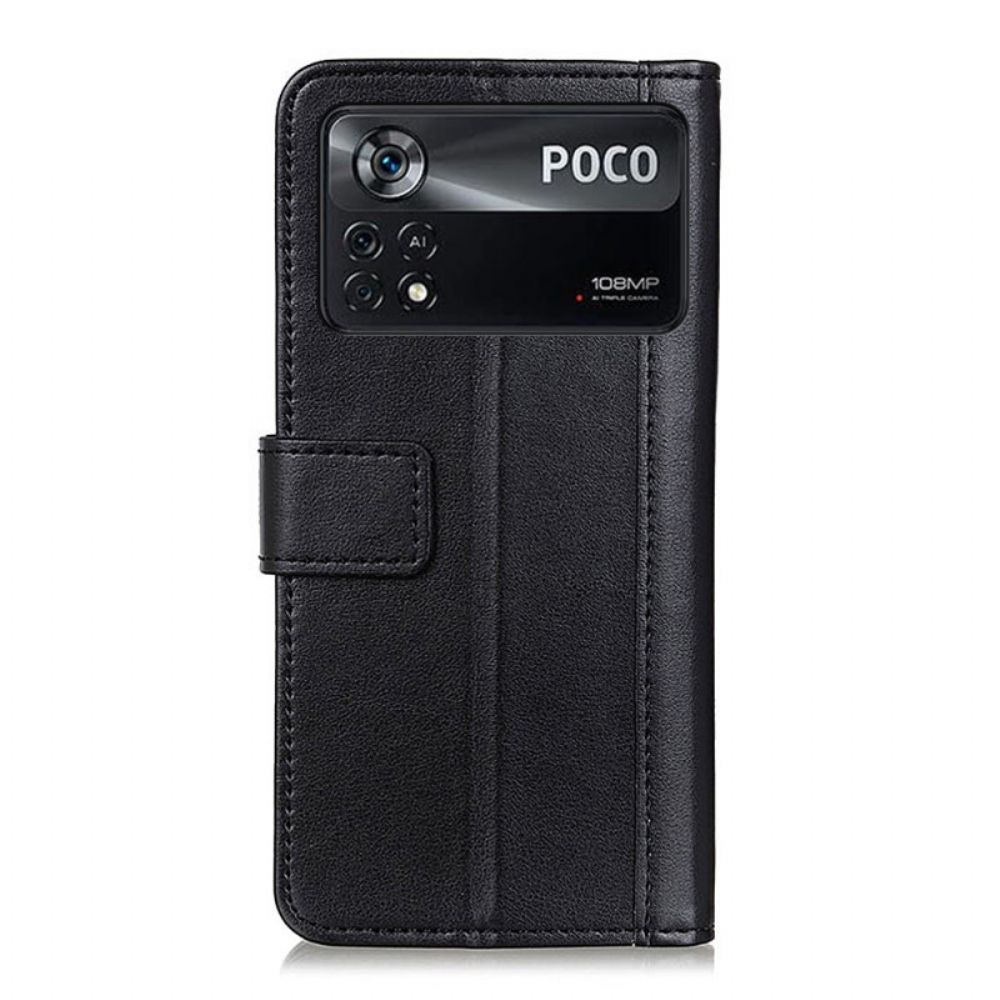 Leren Hoesje voor Poco X4 Pro 5G Klassieke Leerstijl