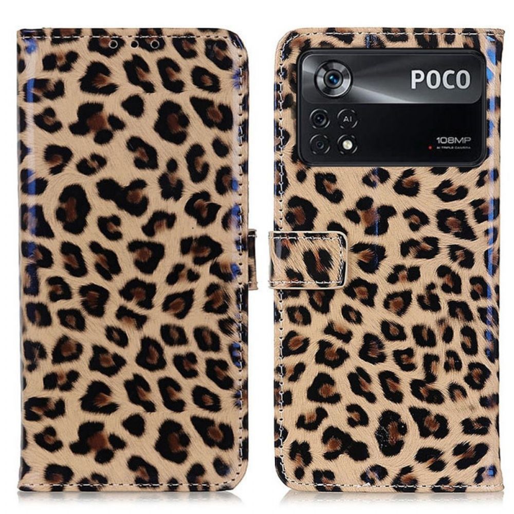 Leren Hoesje voor Poco X4 Pro 5G Luipaardhuideffect