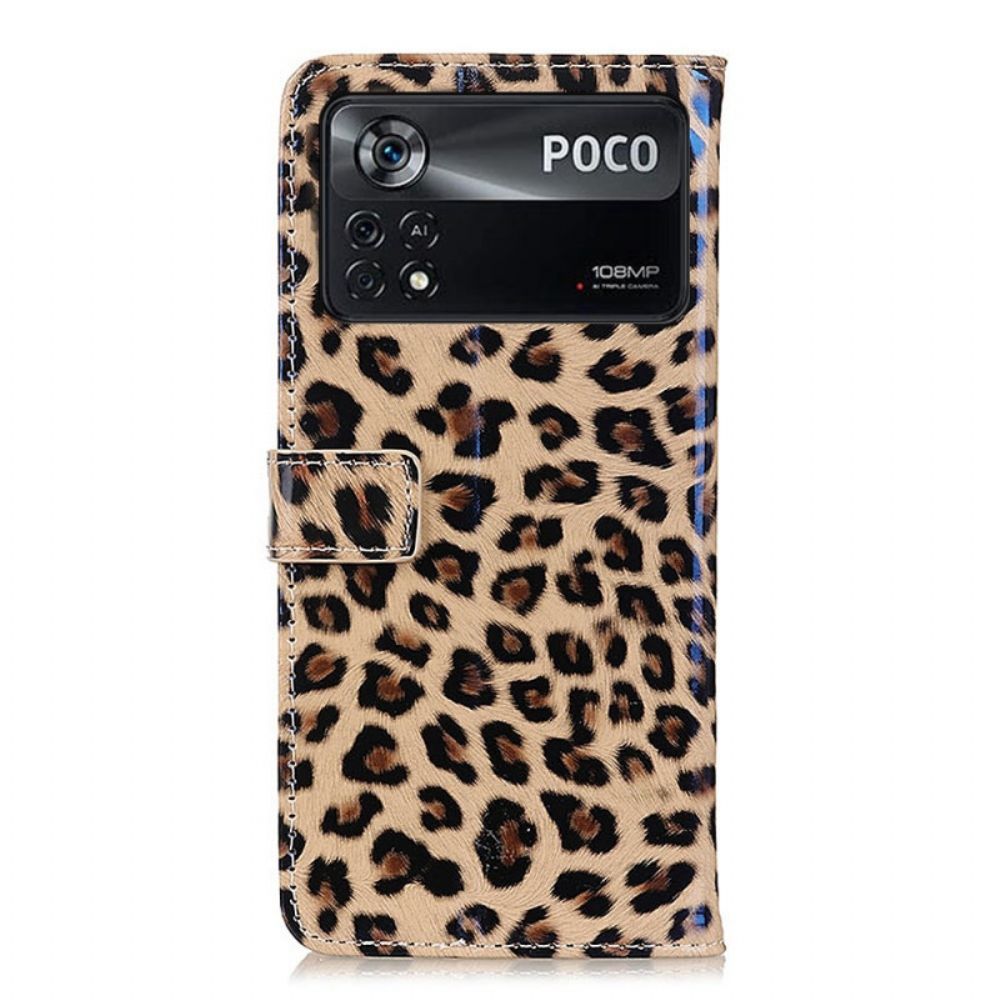 Leren Hoesje voor Poco X4 Pro 5G Luipaardhuideffect