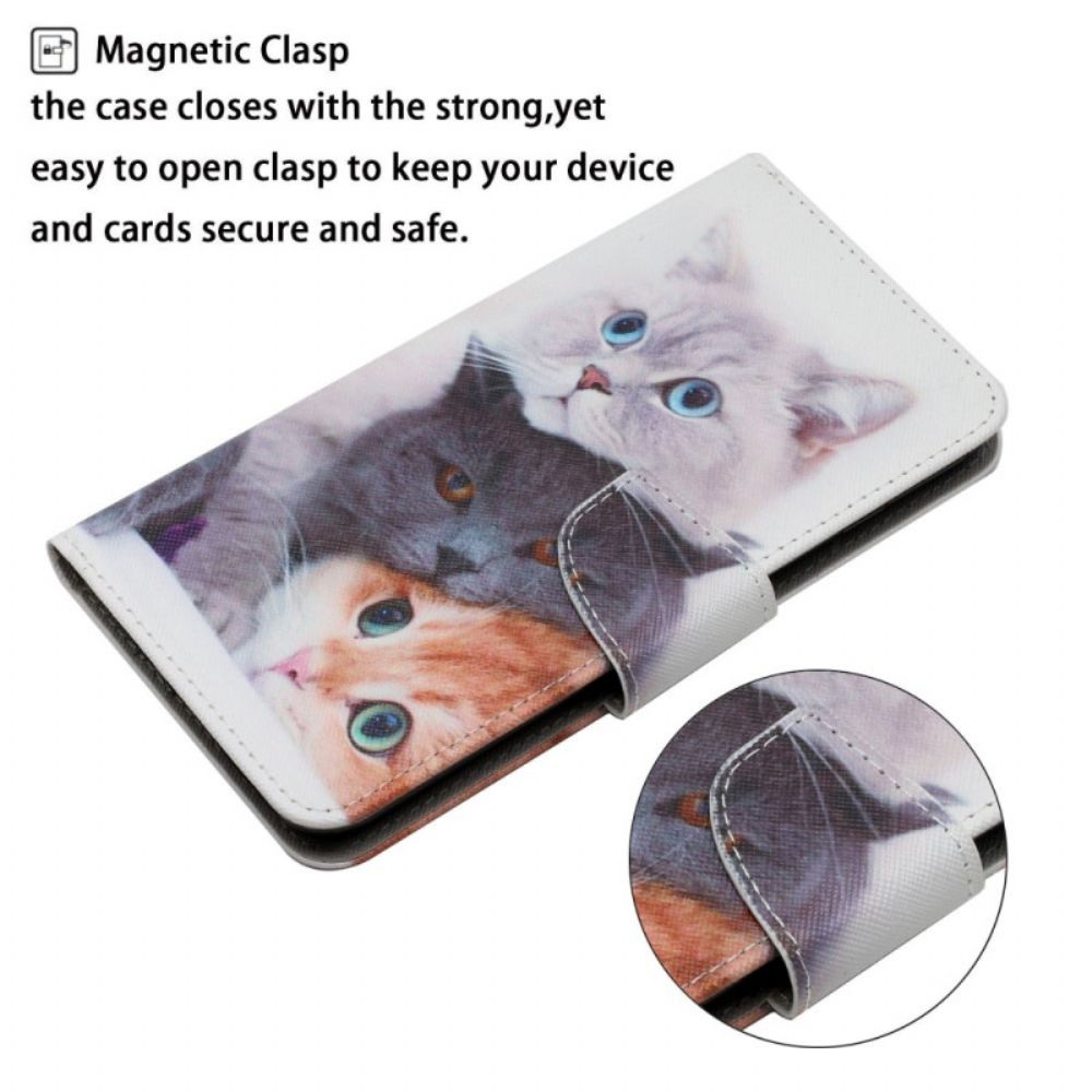 Leren Hoesje voor Poco X4 Pro 5G Met Ketting Alleen Strappy Cats