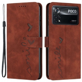 Leren Hoesje voor Poco X4 Pro 5G Met Ketting Glimlach Strappy