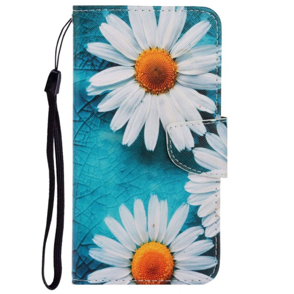 Leren Hoesje voor Poco X4 Pro 5G Met Ketting Thong Madeliefjes