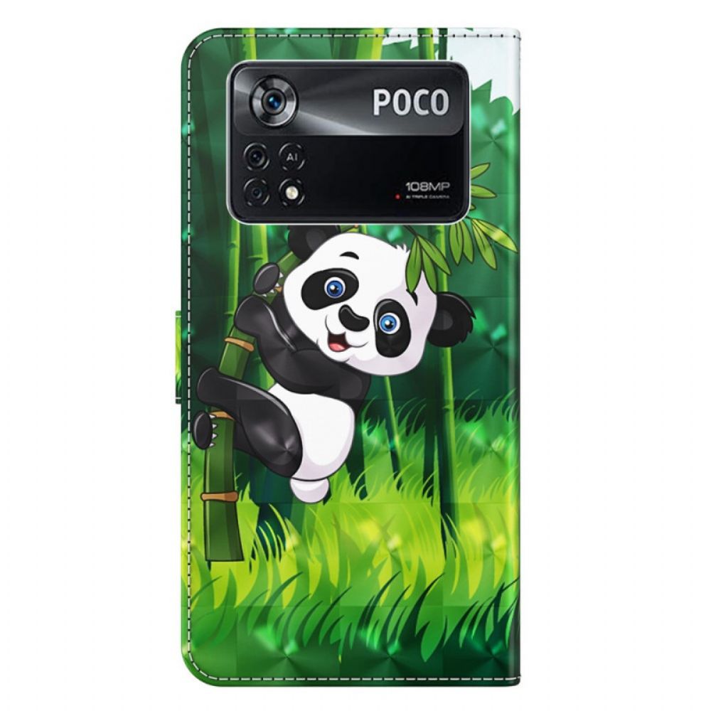 Leren Hoesje voor Poco X4 Pro 5G Met Ketting Thong Panda