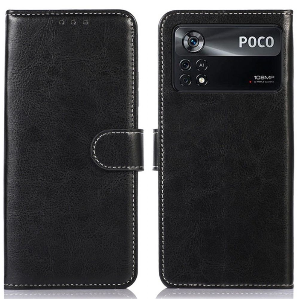 Leren Hoesje voor Poco X4 Pro 5G Naad Leereffect