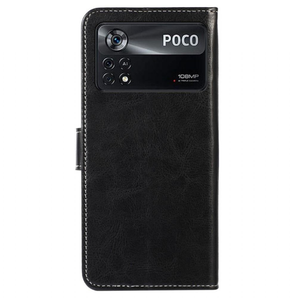 Leren Hoesje voor Poco X4 Pro 5G Naad Leereffect